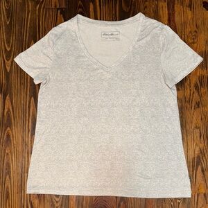 Eddie Bauer Gray Soft Short Sleeve V-Neck T-Shirt
